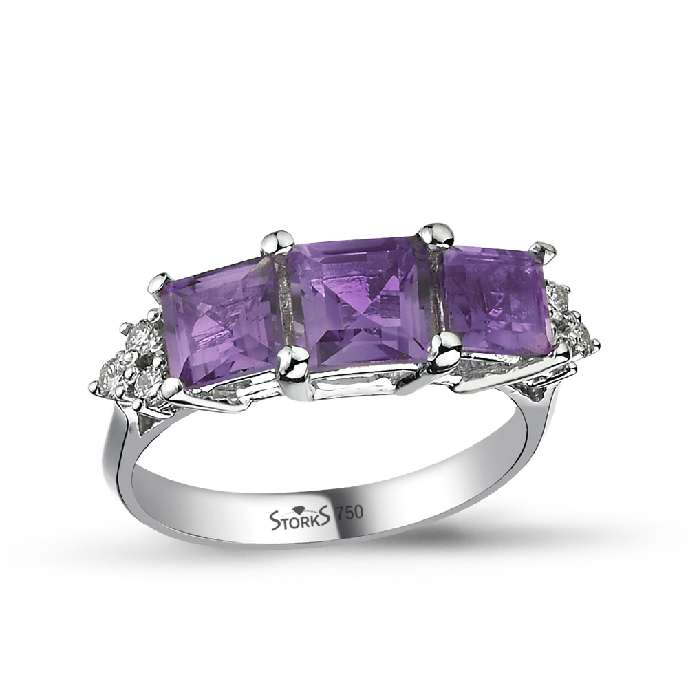 2.44 kt. Diamant-Amethyst-Tria-Ring