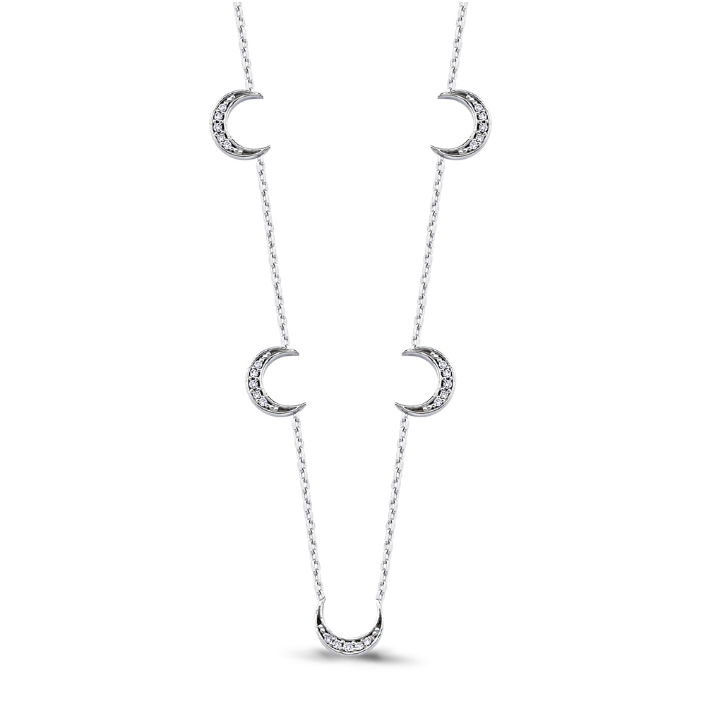 0.07 kt. Diamant-Halskette mit Halbmond-Effekt