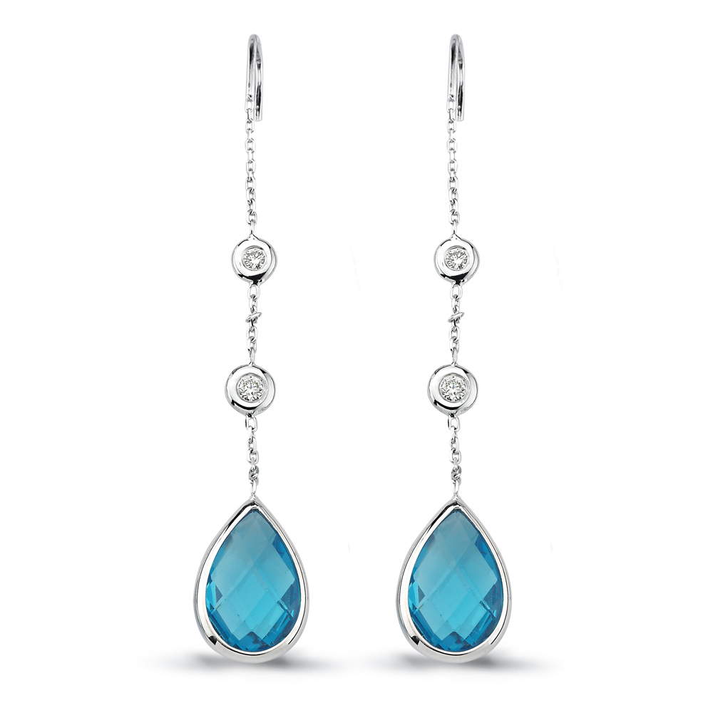 7.80 kt. Diamant-Blautopas-Ohrringe