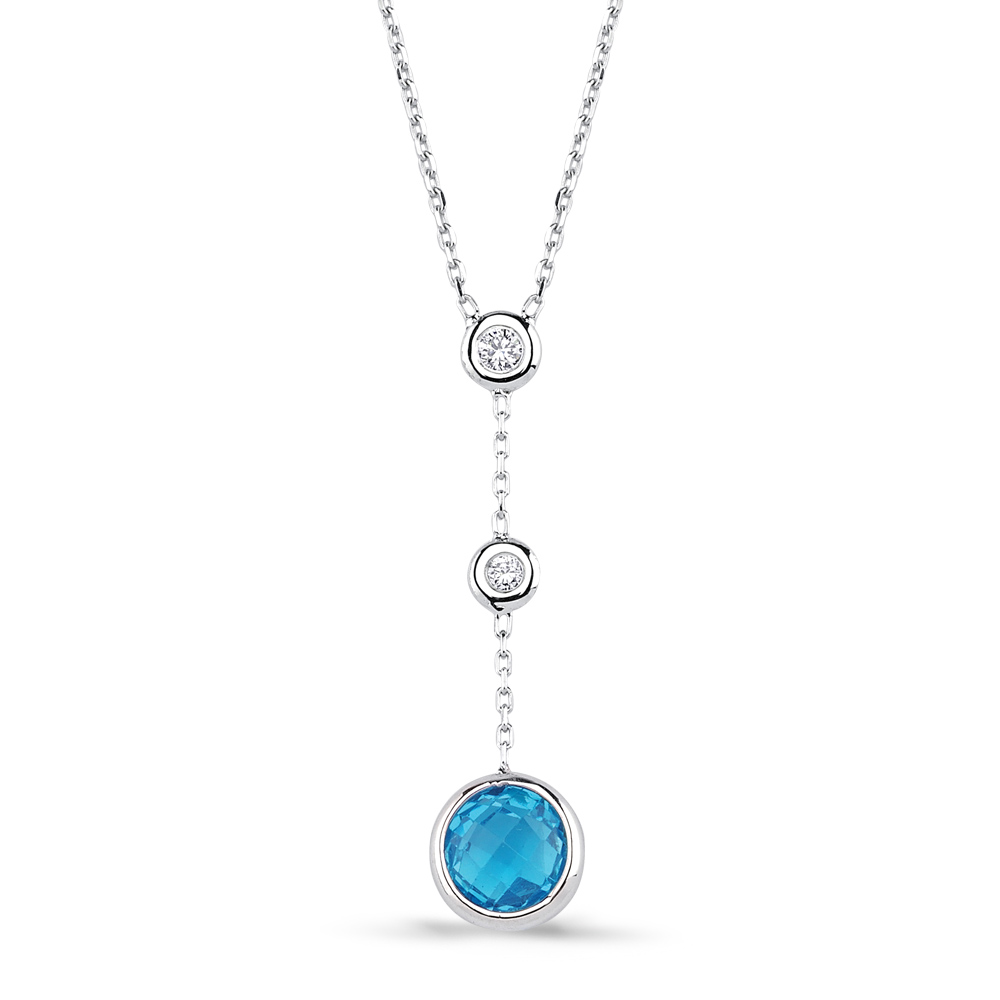 1.85 kt. Diamant-Blautopas-Halskette