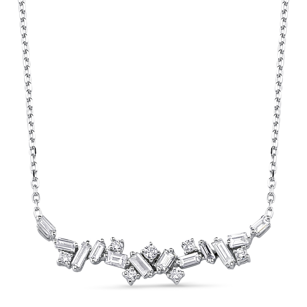 0.39 kt. Diamant-Baguette-Halskette