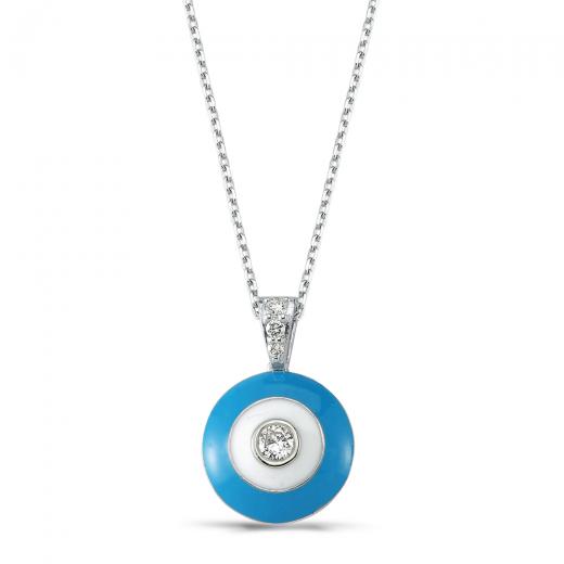 0.16 kt. Diamant-Emaille-Halskette