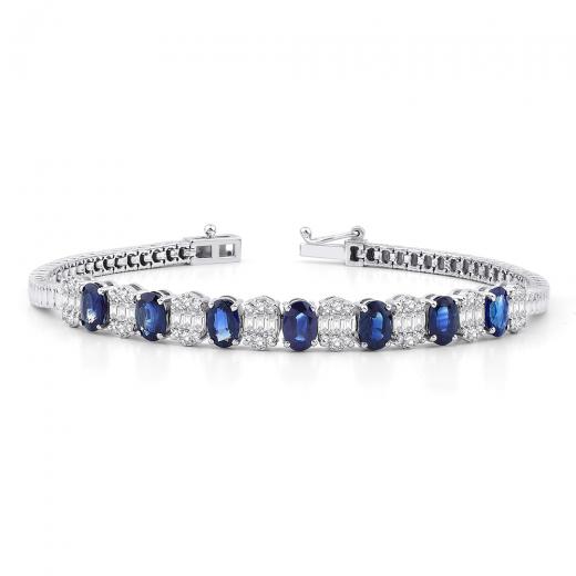 5.46 kt. Diamant Baguette Natur Saphir Armband