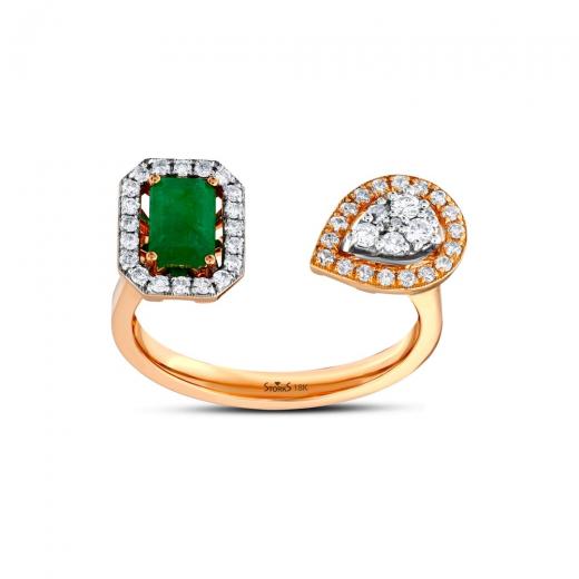 0.89 kt. Diamant Smaragd Ring