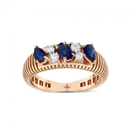 Brillantring zus. ca. 1,02 ct. Diamant-Ring mit natürlichem Saphir