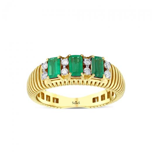 0,93 ct. Diamant-Natürlicher Smaragdring