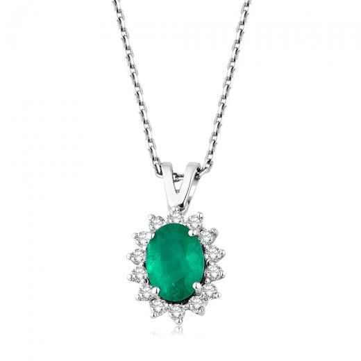 0.95 kt. Diamond Natural Emerald Halskette
