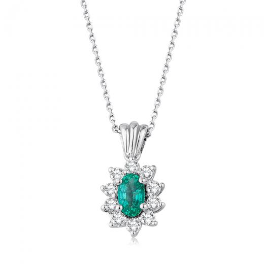 0.46 kt. Diamond Natural Emerald Halskette