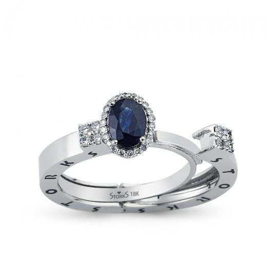 Storks Diamond Sapphire Ring