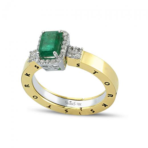 Storks Diamant-Smaragd-Ring
