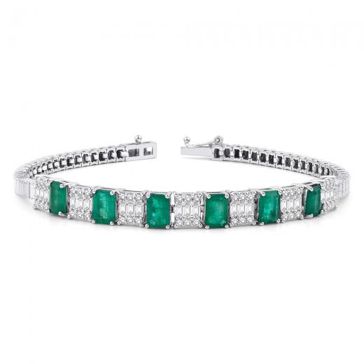 4.63 ct. Diamond Baguette Natural Emerald Bracelet