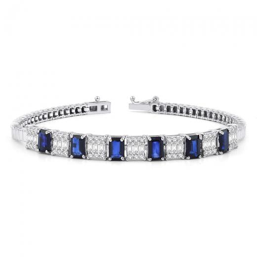 6.20 kt. Diamant Baguette Natur Saphir Armband