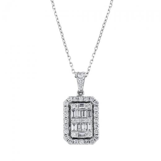 0.89 kt. Diamant-Baguette-Halskette