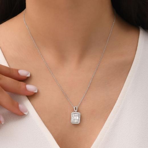 0.77 kt. Diamant Baguette Halskette
