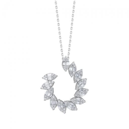 0.78 kt. Diamant-Baguette-Halskette