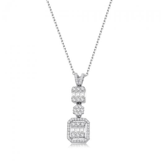 0.58 ct.Diamond Baguette Necklace