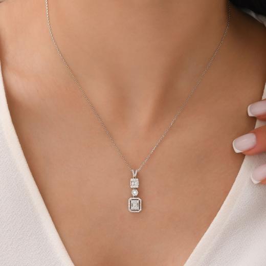 0.58 ct. Diamond Baguette Necklace