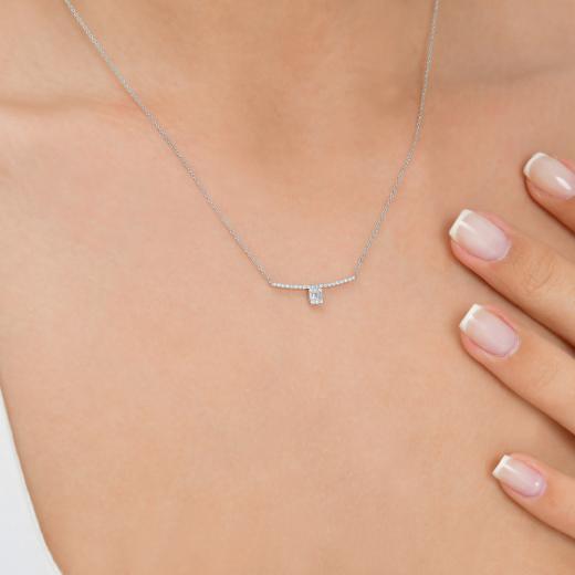 0.13 kt. Diamant-Baguette-Halskette