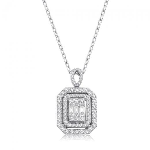 0.97 kt. Diamant-Baguette-Halskette