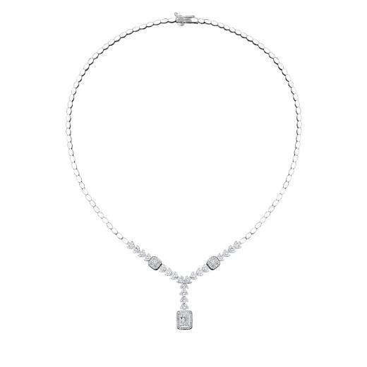 1.53 kt. Diamant-Baguette-Halskette