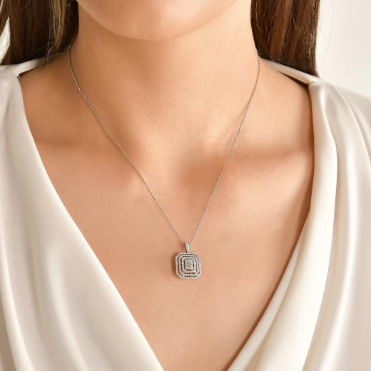 0.55 ct. Diamond Baguette Necklace