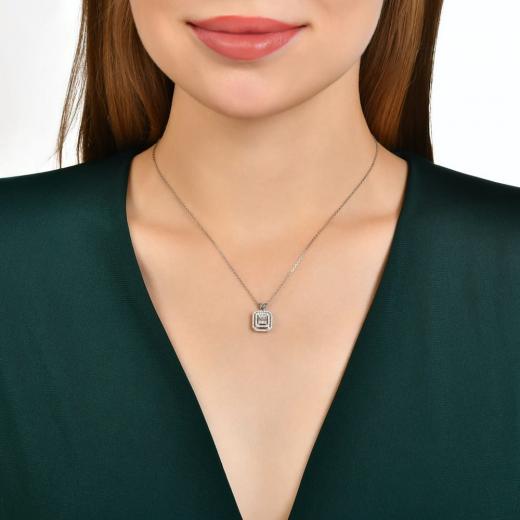 0.36 kt. Diamant-Baguette-Halskette