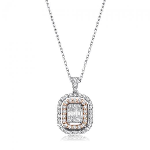 0.42 kt. Diamant Baguette Halskette