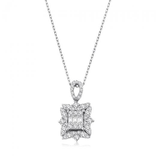 0.58 ct.Diamond Baguette Necklace