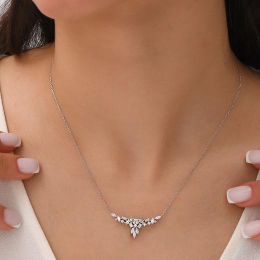 0.67 kt. Diamant Baguette Halskette