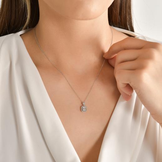 0.13 ct. Diamond Baguette Necklace