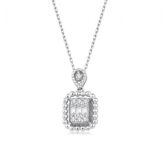 0.13 ct. Diamond Baguette Necklace