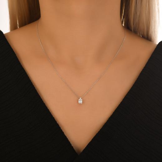 0.16 ct. Diamond Baguette Necklace