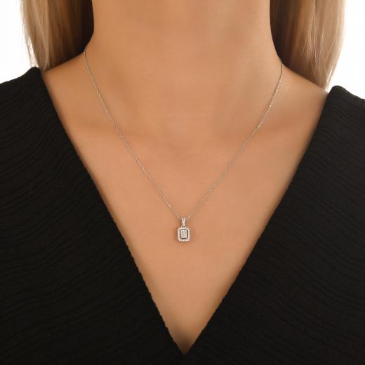 0.21 kt. Diamant-Baguette-Halskette