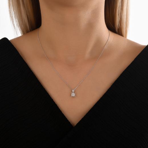 0.13 kt. Diamant-Baguette-Halskette