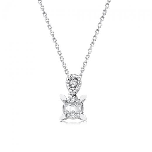 0.09 ct. Diamond Baguette Necklace