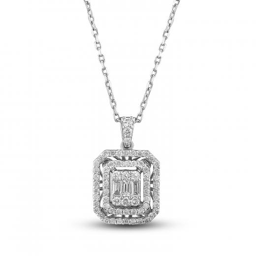 0.45 kt. Diamant-Baguette-Halskette