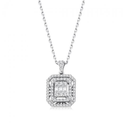 0.40 kt. Diamant-Baguette-Halskette