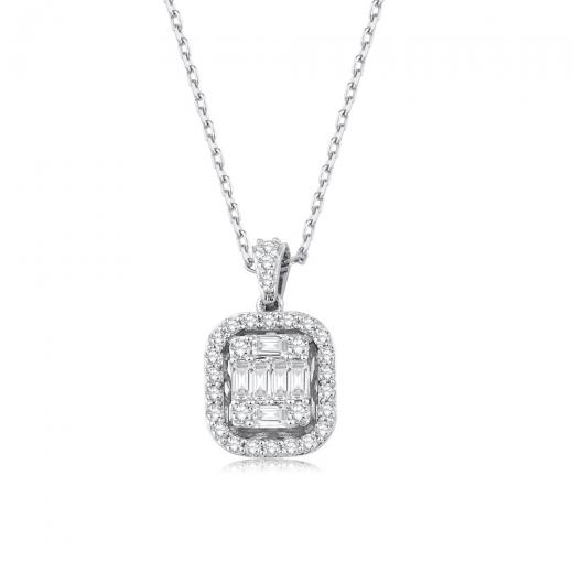 0.48 kt. Diamant-Baguette-Halskette
