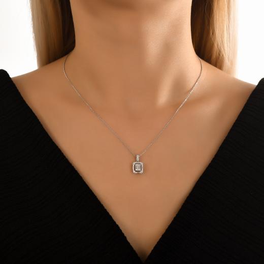 0.37 kt. Diamant-Baguette-Halskette