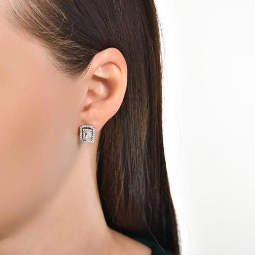0.57 kt. Diamant-Baguette-Ohrringe