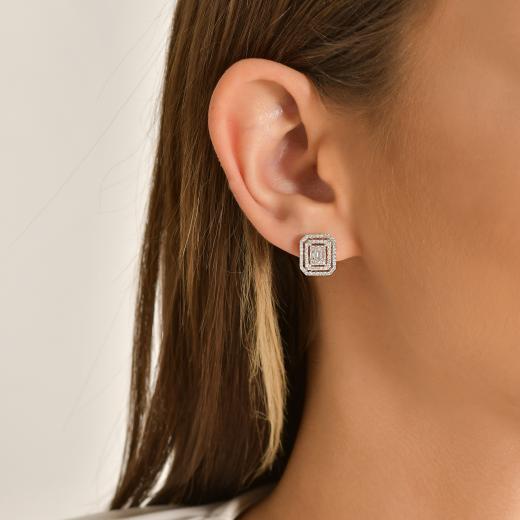 0.72 kt. Diamant-Baguette-Ohrringe
