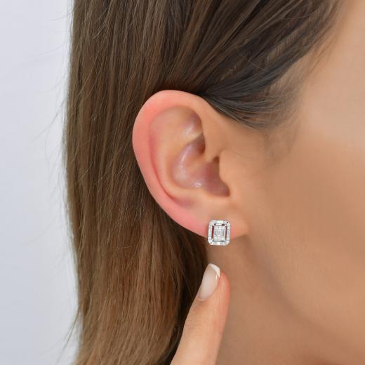 0.67 kt. Diamant-Baguette-Ohrringe