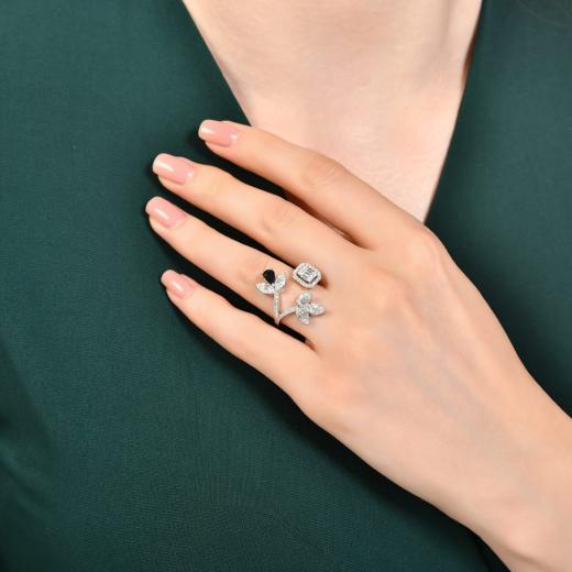 1.21 ct. Diamond Baguette Natural Sapphire Ring