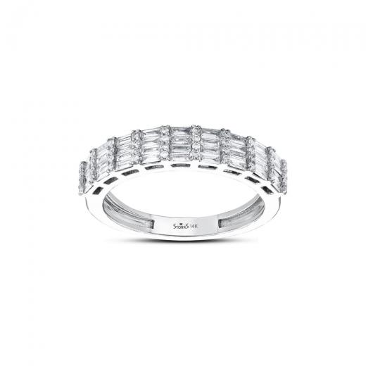 0.61 kt. Diamant-Cherry-Baguette-Halbkreis-Ring
