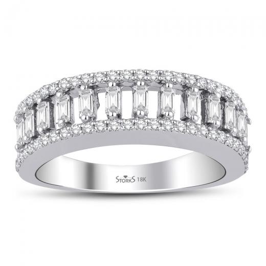0.62 kt. Diamant- Halbkreis -Baguette-Ring
