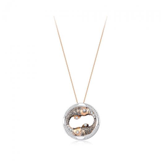 0.33 kt. Fische-Halskette mit Diamanten