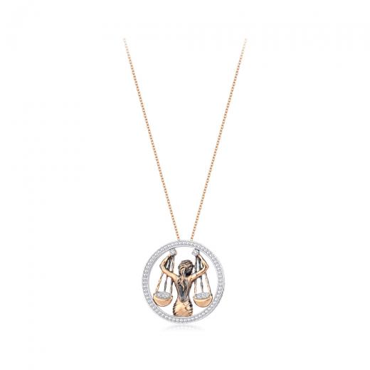 0.07 kt. Waage-Halskette mit Diamanten