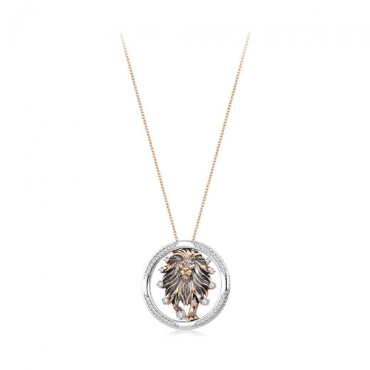 0.32 kt. Löwe-Halskette mit Diamanten