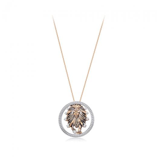0.12 kt. Löwe-Halskette mit Diamanten