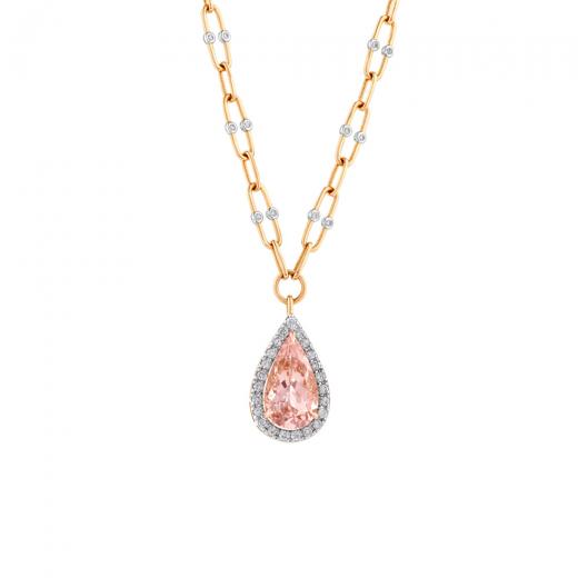 6.26 kt. Diamant-Cherry-Morganit-Halskette